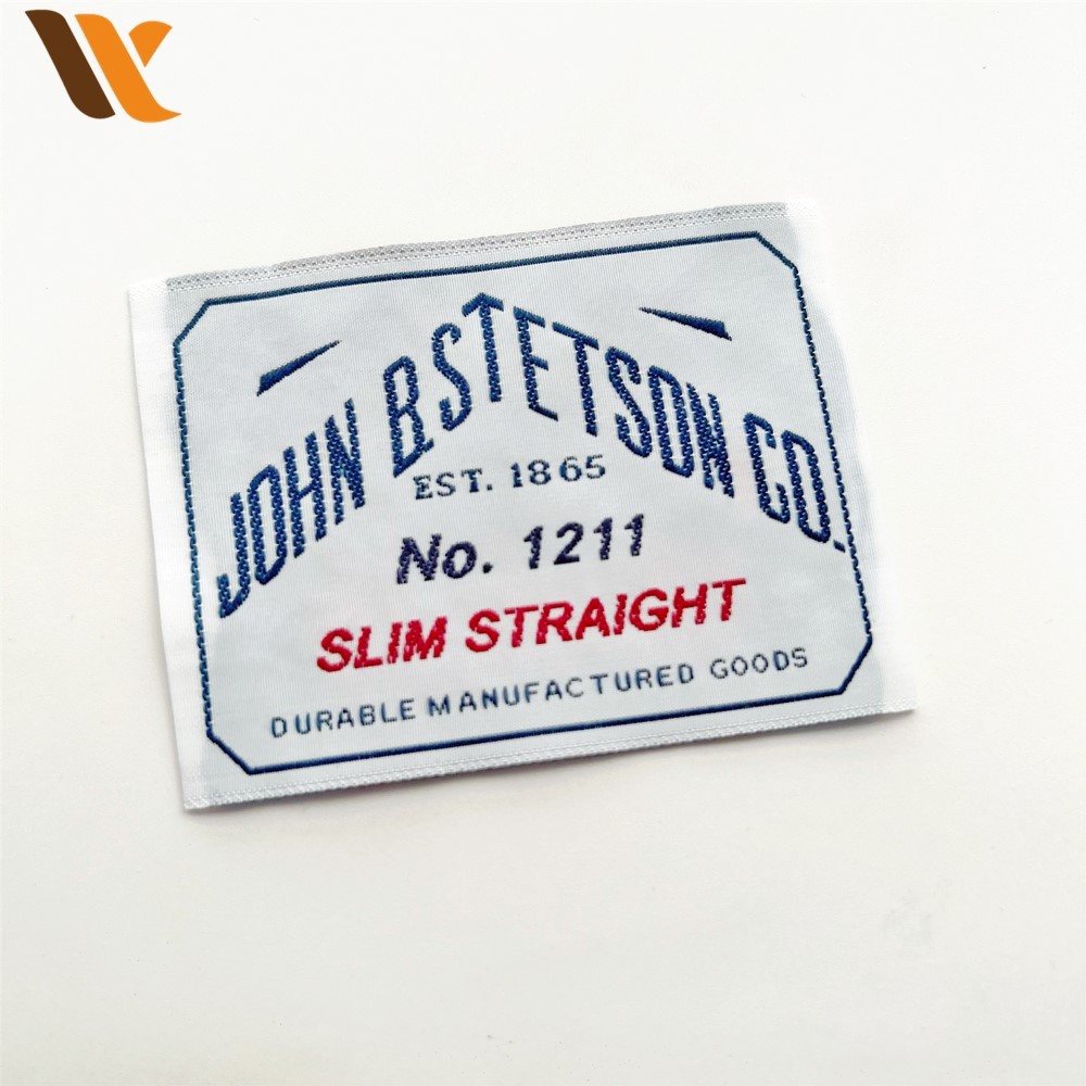 Custom Attractive Blue and White Woven Label 2