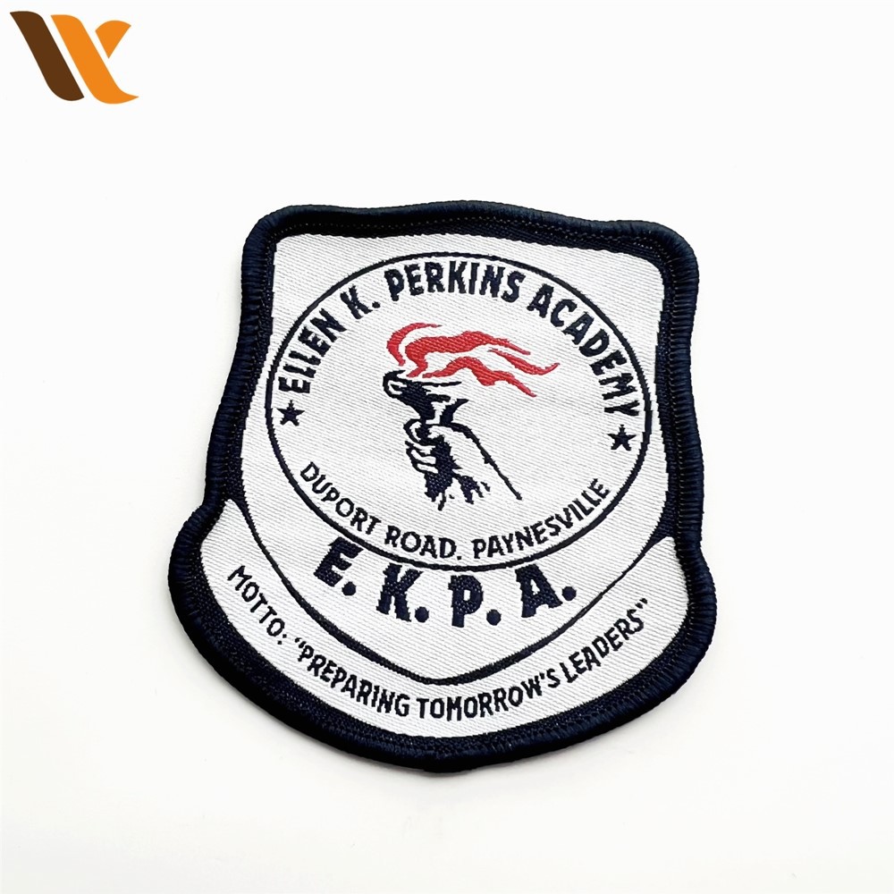 Elegant White College Garment Woven Patches
