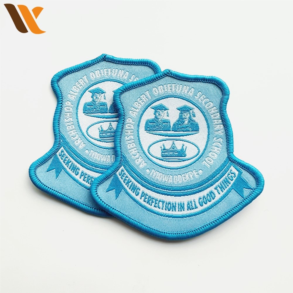 Custom Sky Blue Varsity Woven Patches 5